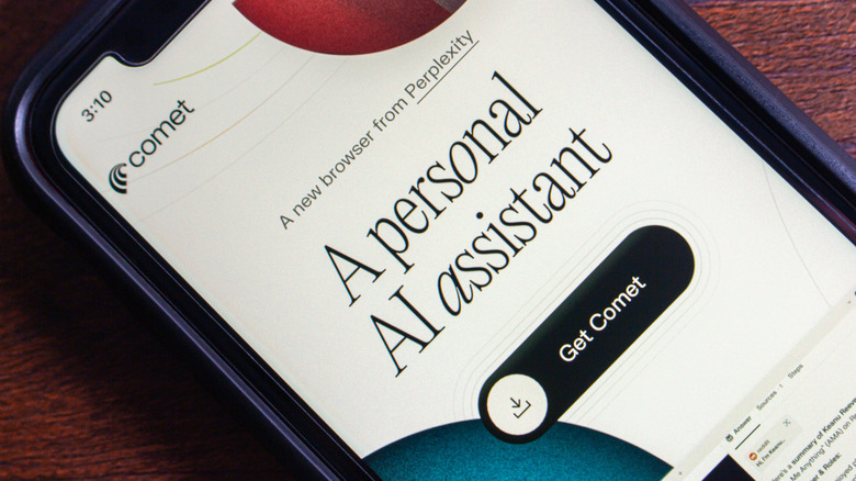 Smartphone showing the Get Comet page for perplexity's browser