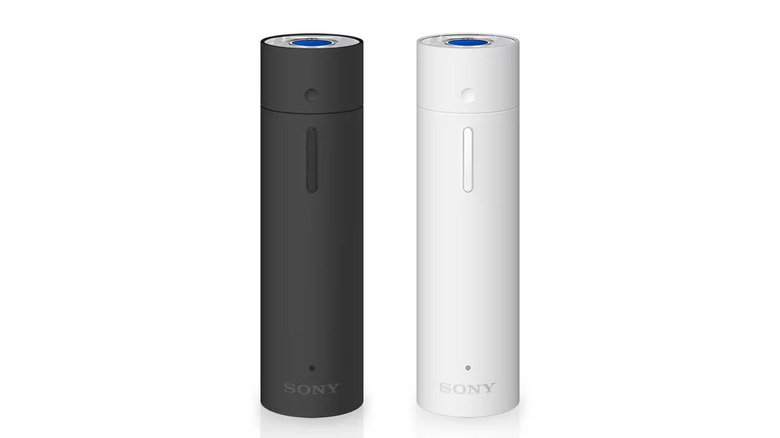 The black and white Sony Aromastic Mobile Scent Dispensers on a white background