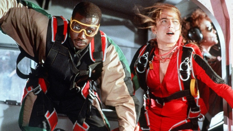 Pete and Jessie getting ready to jump out of a plane