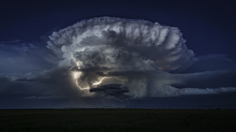 lightning in a mesocyclone thunderstorm
