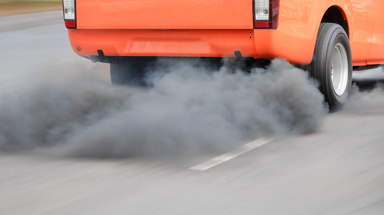 diesel emissions coming out of a truck