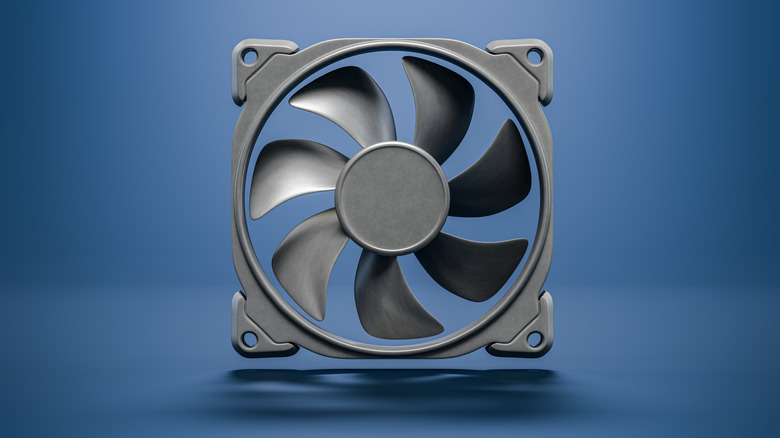 PC fan with a blue background