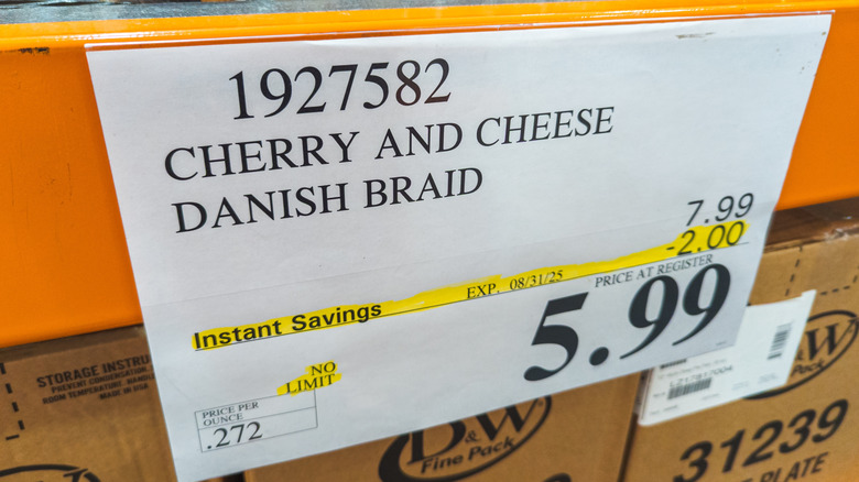 A Costco price tag ending in .99.