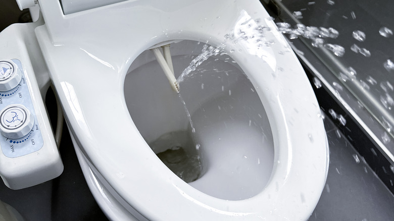 bidet spraying water