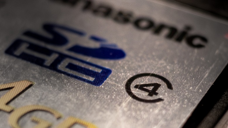 a Panasonic SDHC with a Speed Class 4 logo