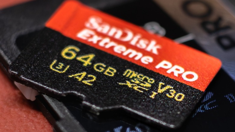 a SanDisk Extreme Pro microSD card with a V30 video speed class