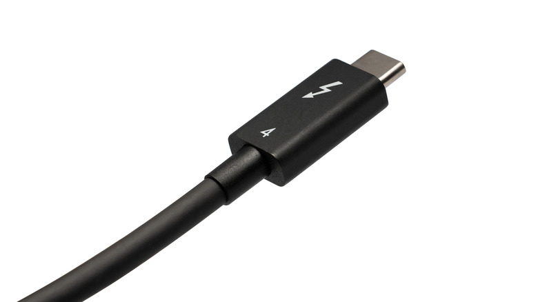 A Thunderbolt 4 cable on white background