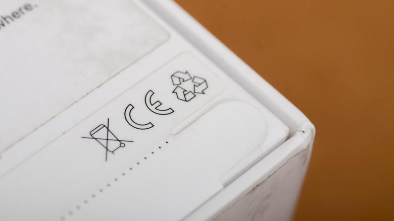 The CE mark printed on a box.