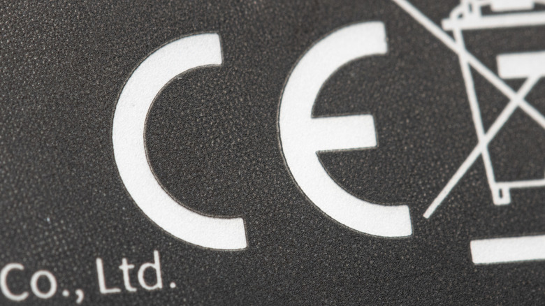 The CE  mark printed on a device.