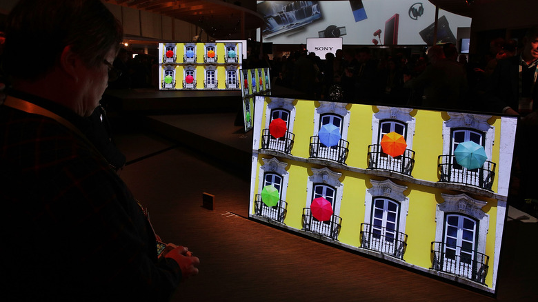 Sony XBR-A1E BRAVIA OLED series 4K HDR (High Dynamic Range) TV on display during a press event