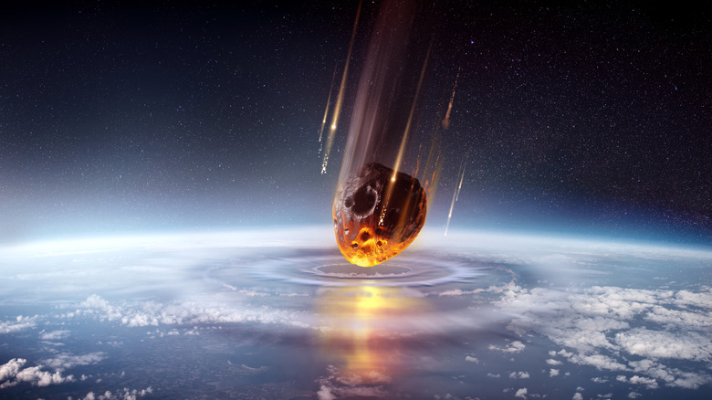 Rendering of an extinction level asteroid striking Earth.