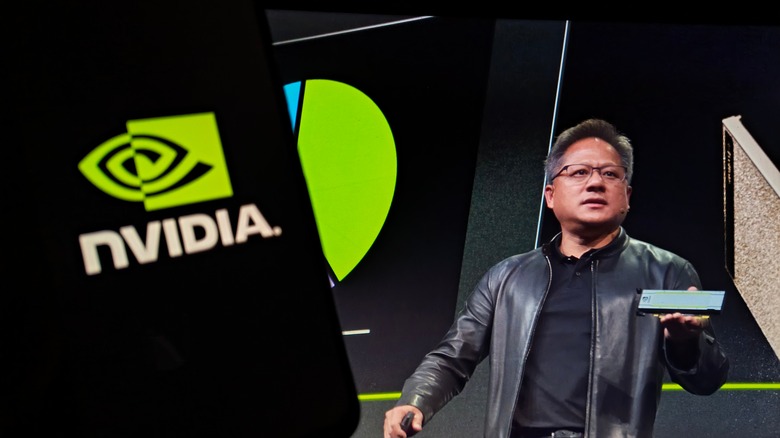 Nvidia CEO presenting a GPU