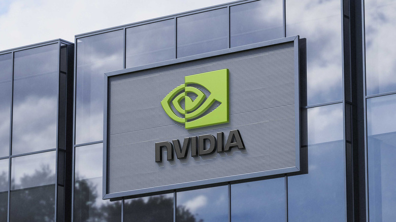 Nvidia logo on corporate building