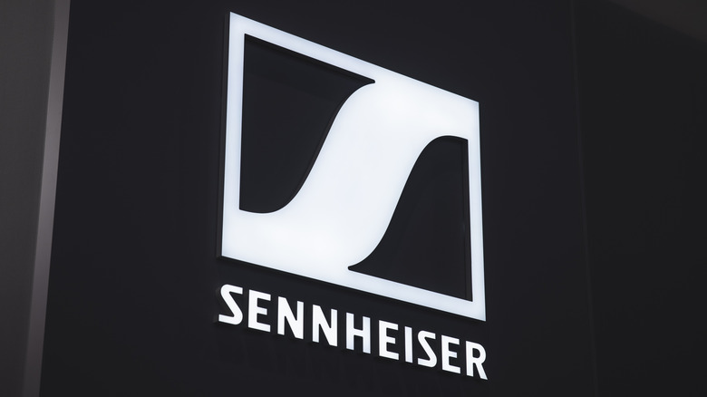 Sennheiser name and logo on black background