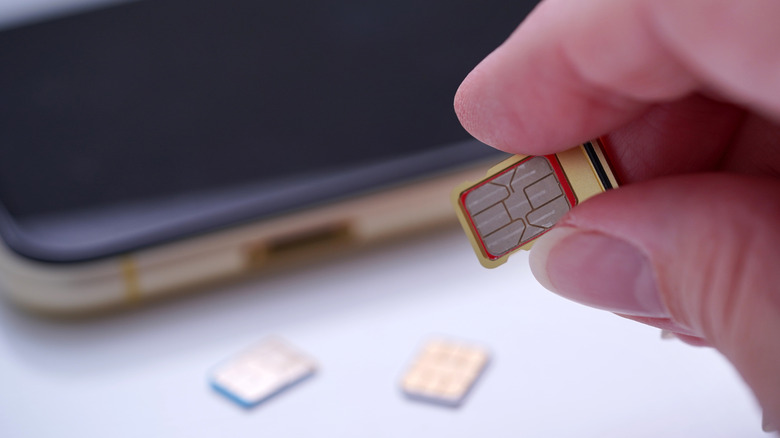 A SIM card removed from a smartphone.