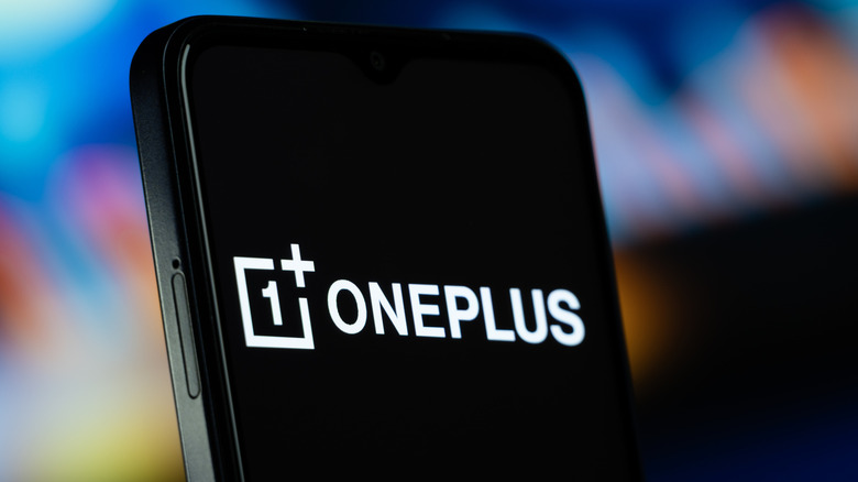 OnePlus logo on a smartphone screen.