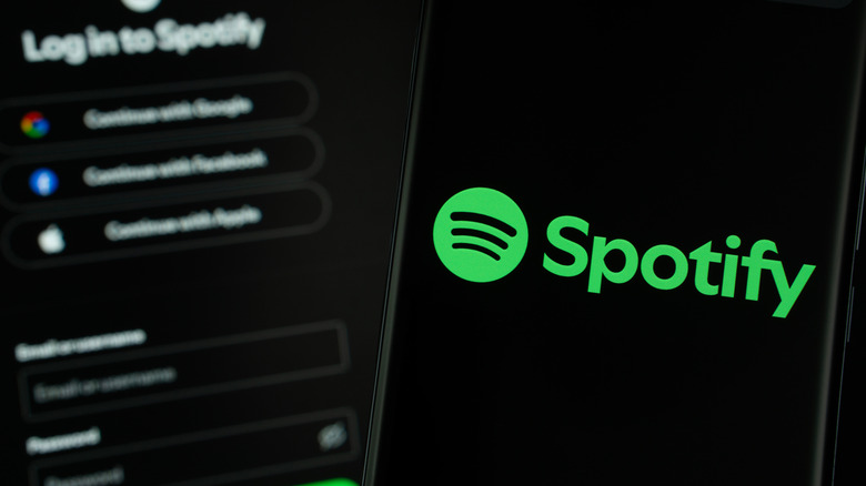 Spotify logo on mobile next to the login page on the web app