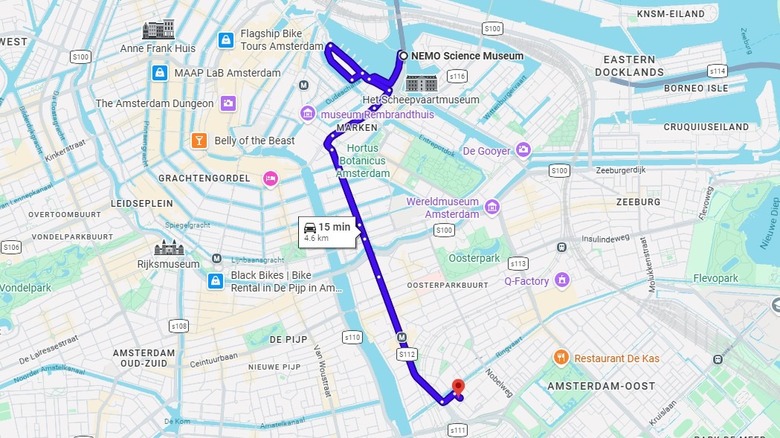 Zoomed-in view of Amsterdam on Google Maps
