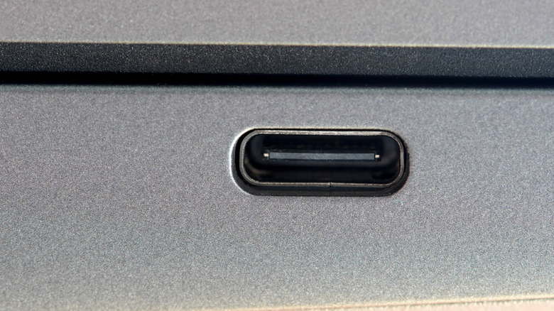 A close-up of a USB Type-C connector