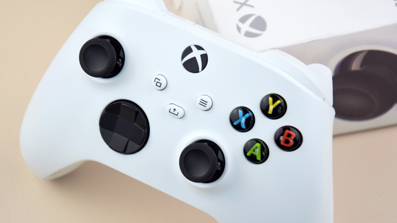 A white Xbox Series X controller.