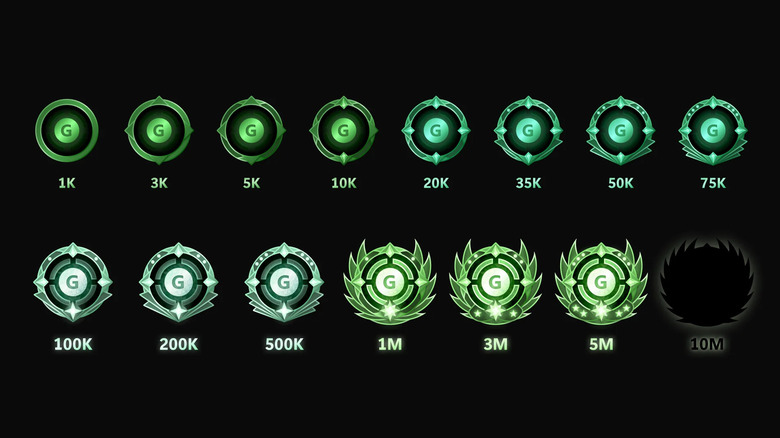 a visual of the new green gamerscore badges with tiers underneath the badge