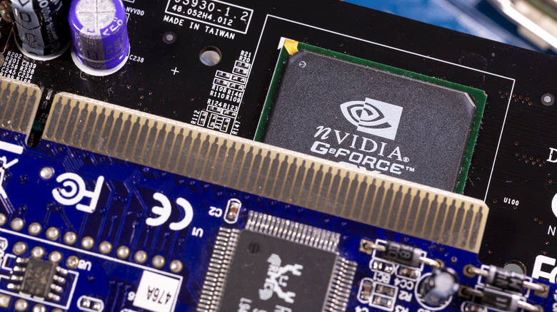 An Nvidia GPU attached to a PC board.