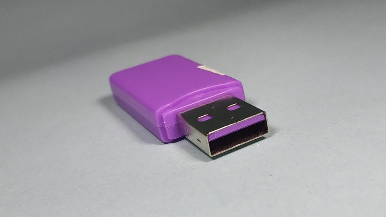Purple USB port studio shot