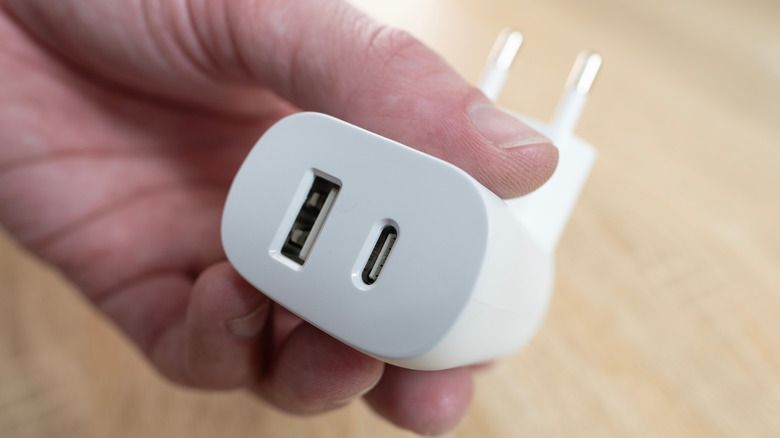 White USB port on an adapter