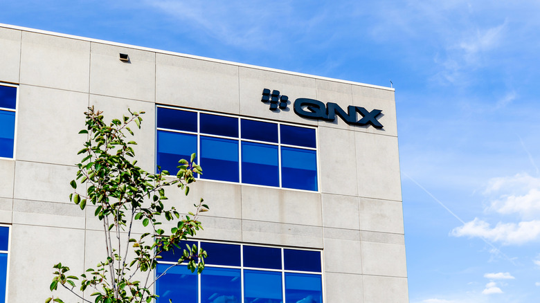 QNX logo on building