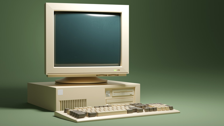 A dated-looking desktop PC setup.