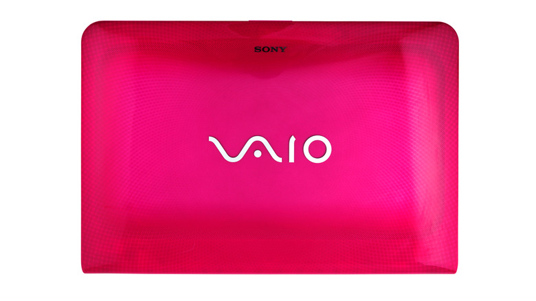 a pink Sony Vaio laptop