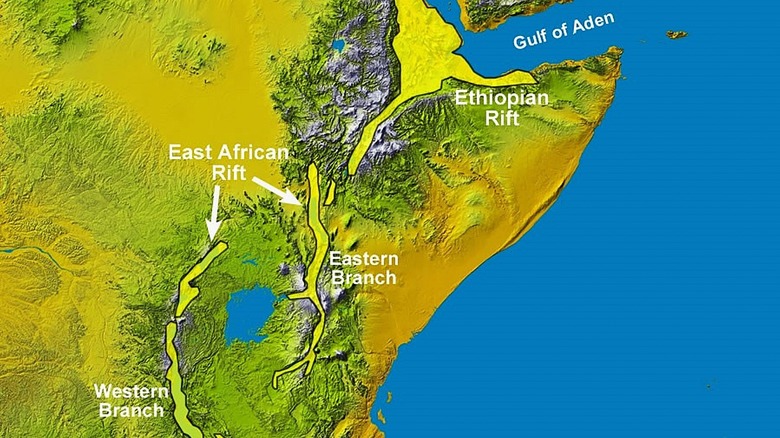 East African Rift System map base image topography by NASA