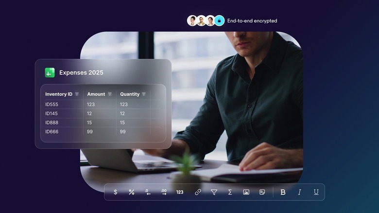 A concept illustration of Proton Sheets, a secure spreadsheet editor.