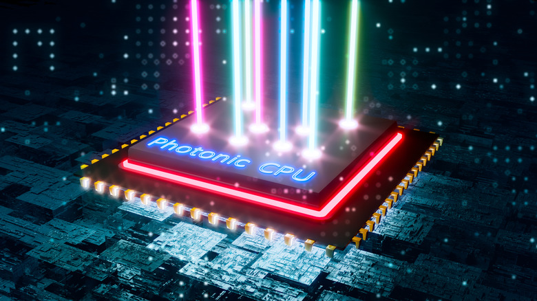 Futuristic rendering of a photonic chip