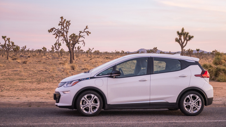 A Chevy Bolt EV parked on the side of the road.