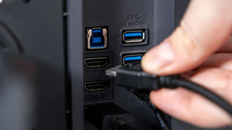 Ports on the back of a TV.