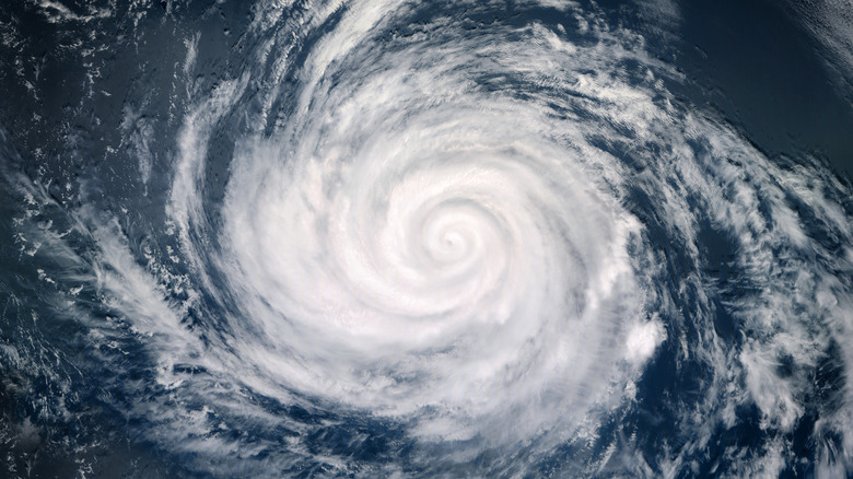 A hurricane storm caused by a La Nina weather event