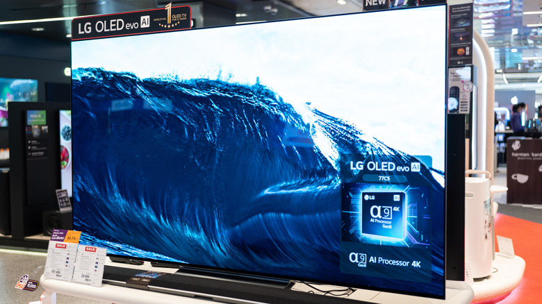 An LG OLED TV displayed at a store.