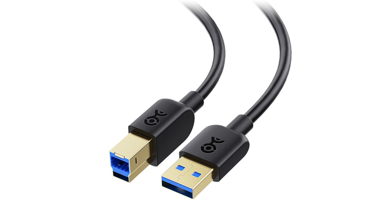 The Cable Matters USB-A to USB-B cable.