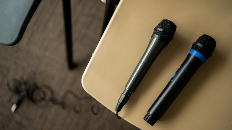 Two microphones on a table