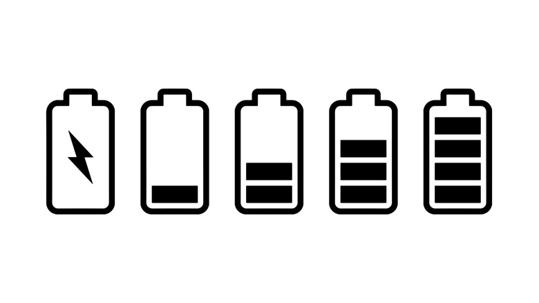 Battery charge level icons displayed from empty to full