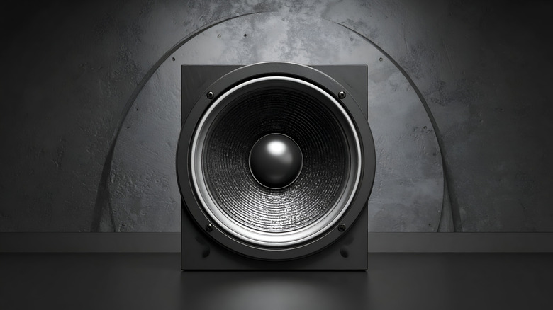 A large black subwoofer