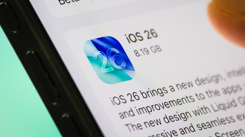 A smartphone screen showing the Apple iOS 26 update