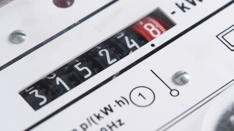 Modern electric meter showing power usage.