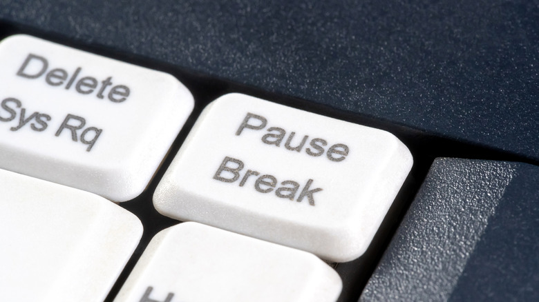 close up of pause break key on a keyboard