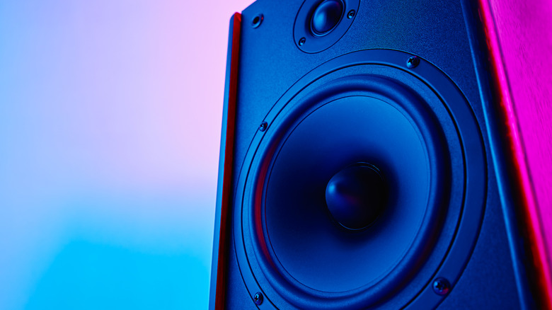 Subwoofer against multi-colored background