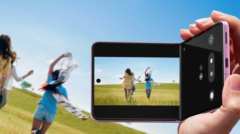 Person recording video with Samsung Galaxy Z Flip 8