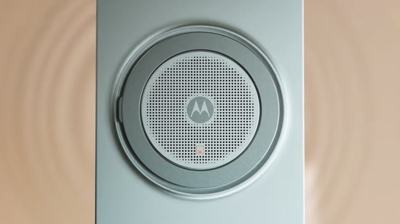 The speaker on the back of Moto's Pad 70 Groove tablet.