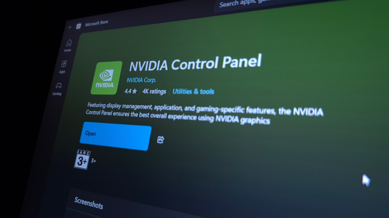 A close-up of the Nvidia Control Panel listing in the Microsoft Store
