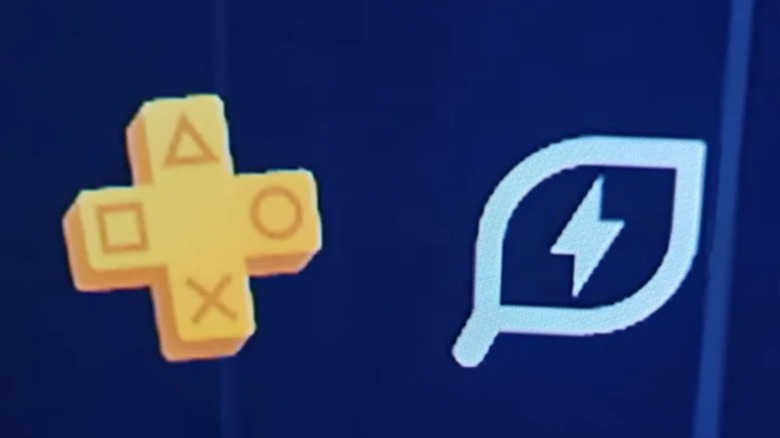 The Power Saving leaf icon next to a PS Plus symbol